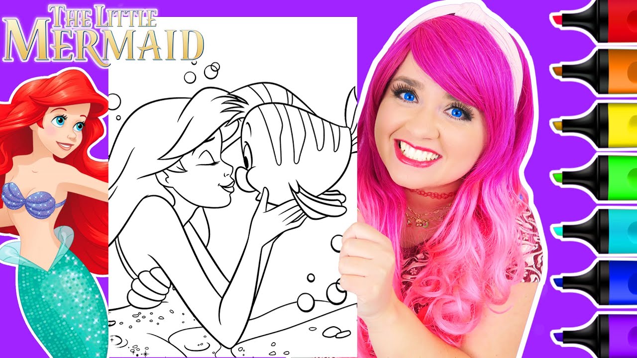 The Little Mermaid Ariel & Flounder GIANT Coloring Page   Ohuhu Paint  Markers