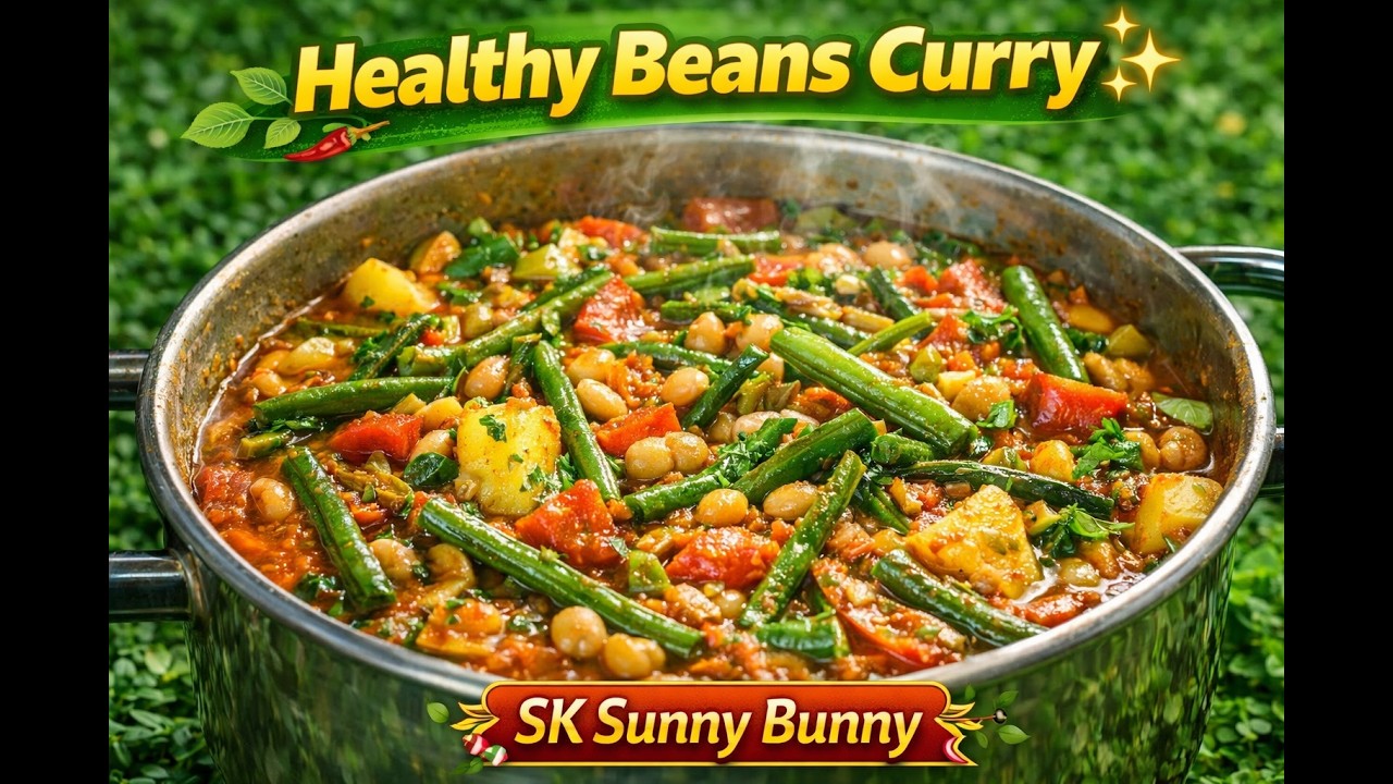 Healthy Beans Curry 🌱🍛 // ஆரோக்கியமான பீன்ஸ் குழம்பு | SK Sunny Bunny 🐰