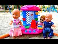 Baby Dolls and new toy kitchen for kids