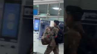 Taehyung in military uniform at railway station💜#shorts #trending #youtubeshorts #viral #viralshorts