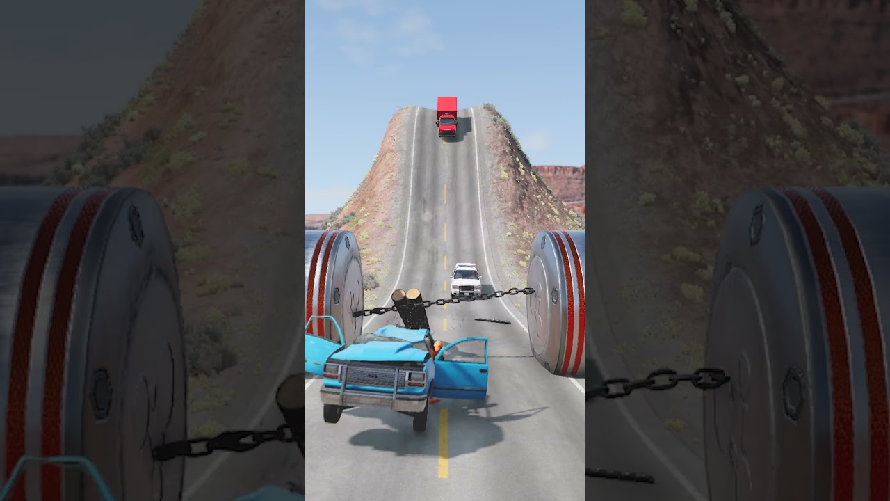 Cars & Cargo Vans vs Chained Hydraulic Crush - BeamNG.drive
