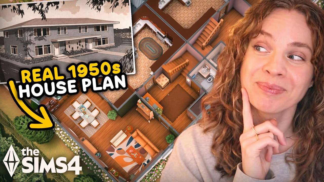Recreating a vintage 1950s house plan in The Sims 4