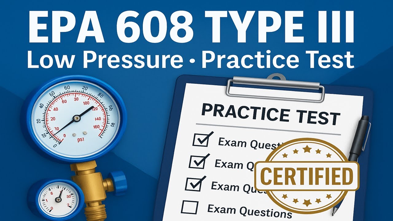 EPA CFC 608 Type 3 Low Pressure Practice Exam Questions YouTube
