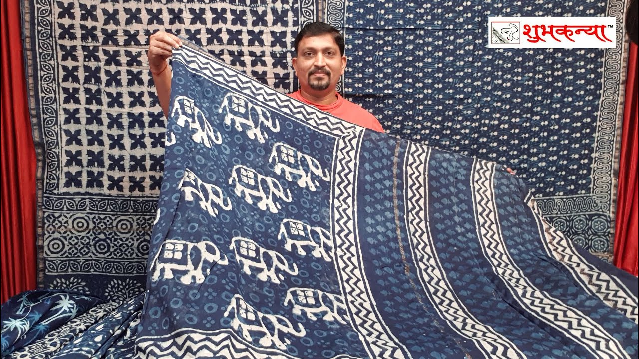 Buy Black Bagru Hand Block Printed Chanderi Saree | BL/BGU/SR22/RUNG2 | The  loom
