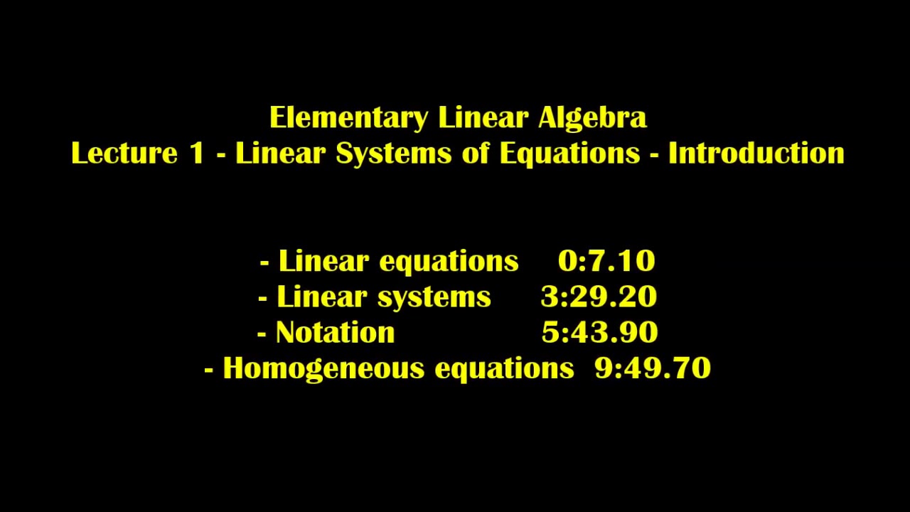 Linear Algebra with solution(Lecture-1) - YouTube