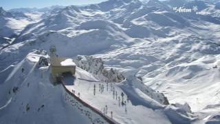 Winter aerial video of St  Anton am Arlberg