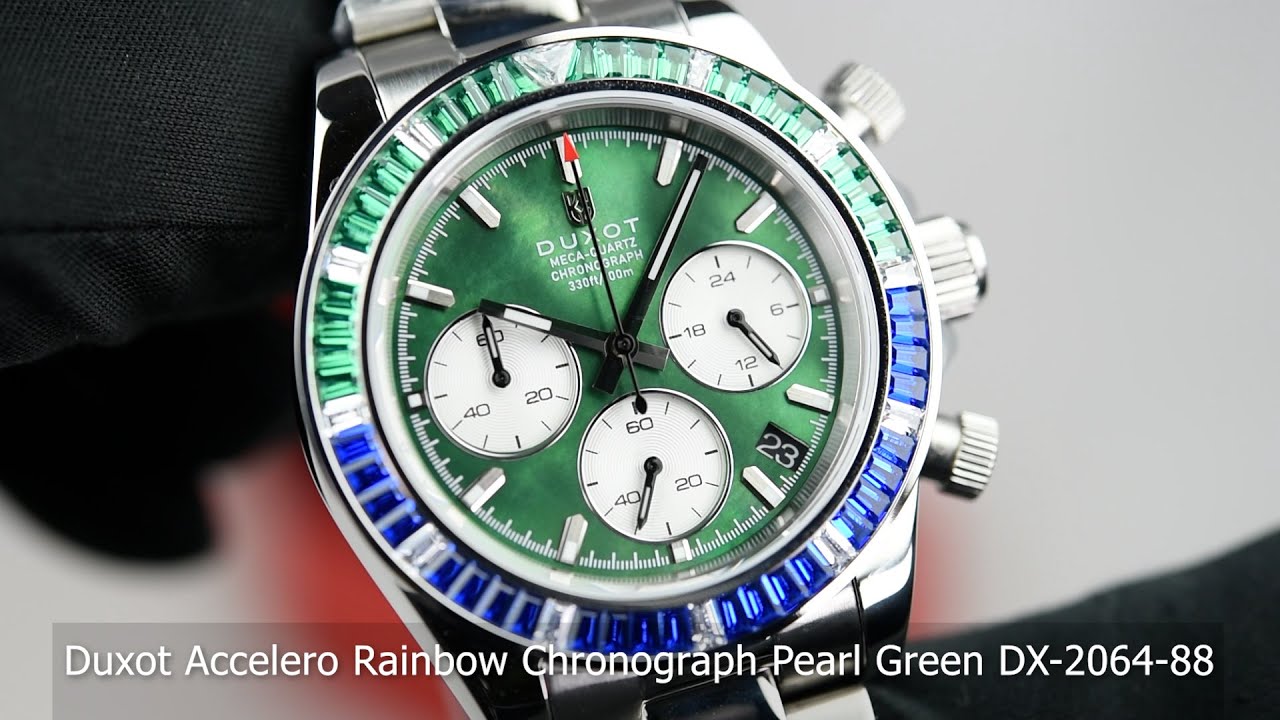 Duxot Accelero Rainbow Chronograph Pearl Green DX-2064-88 - YouTube