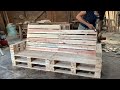 DIY // Modern garden wood processing project - Make Sofas Outdoor From Pallet Wood