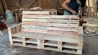 DIY // Modern garden wood processing project - Make Sofas Outdoor From Pallet Wood