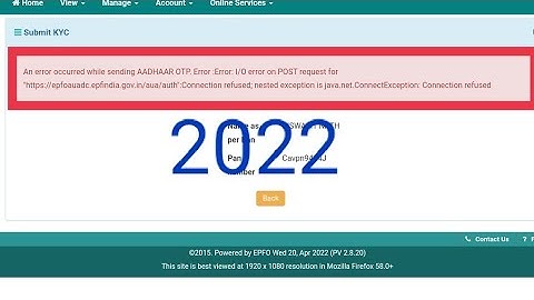 An error occurred while sending AADHAAR OTP. Error  Epfo 2022