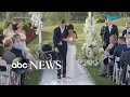 Man leaves wheelchair for a moment to walk with new wife down aisle