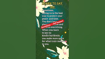 "Learn to say NO✋️" (Watch This now) | Boundaries =Self Respect | #shorts #motivation #boundaries