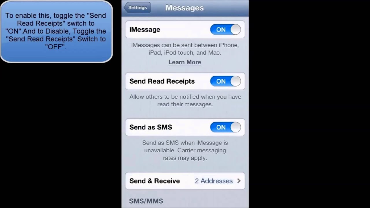 HOW TO ENABLE OR DISABLE SEND READ RECEIPTS FOR TEXT MESSAGES IN IOS 6