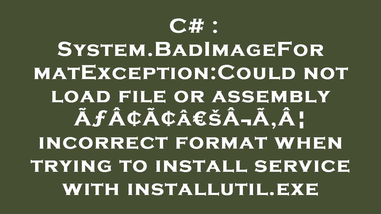 C System BadImageFormatException Could not load file or assembly ÃƒÂÃâšÂÃÂ incorrect