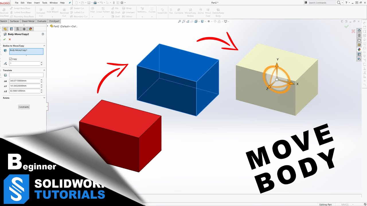 SolidWorks How To Move Or Copy A Part body Under 5 Minutes With Ryan SolidWorks How To Move Or Copy A Part body Under 5 Minutes With Ryan