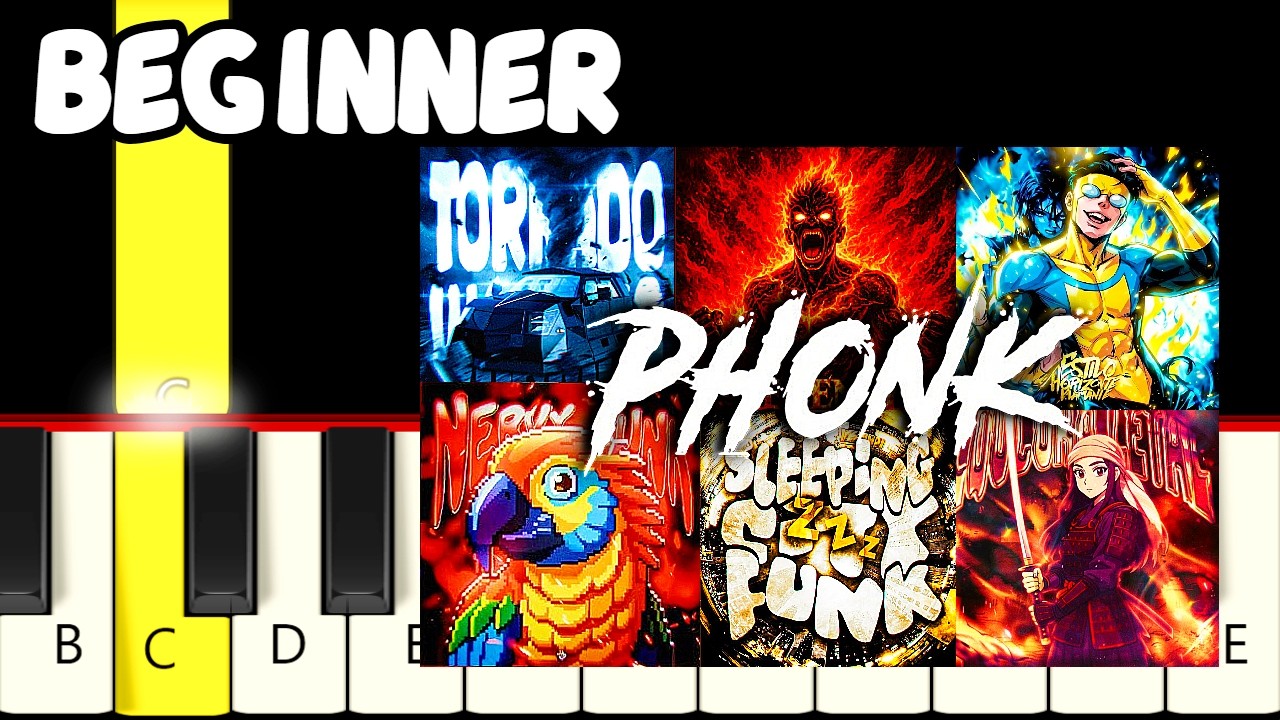 11 Famous Phonk Songs – Slow & Easy Piano Tutorial (Melody Only) – Beginner