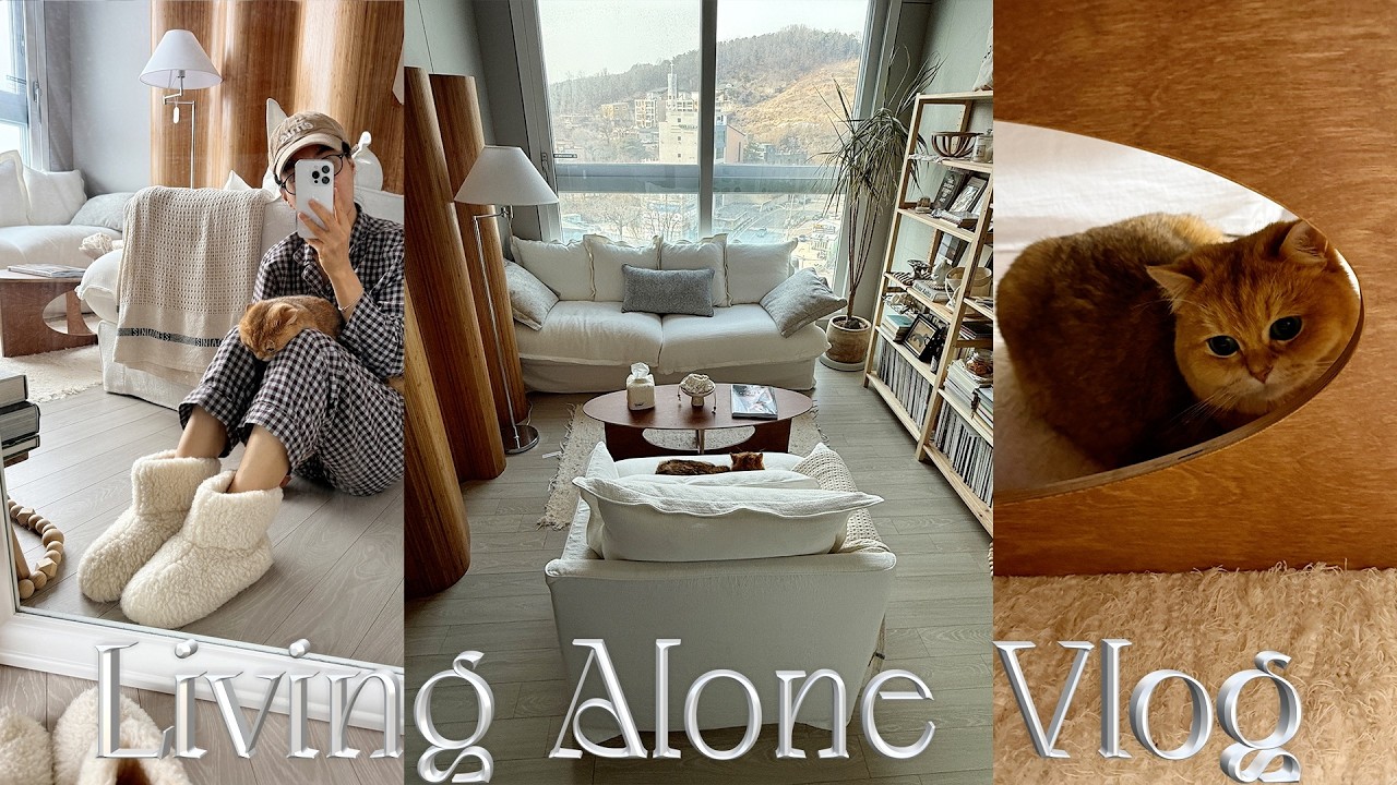 vlog_봄맞이 거실꾸미기_새소파, 새테이블, 조명, 러그 언박싱, 인테리어 소품들도 같이 구경해여~