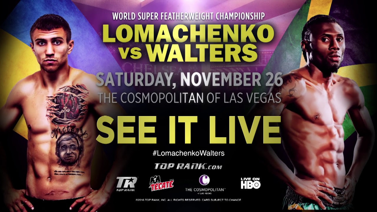Vasyl Lomachenko vs Nicholas Walters  WBO Jr Lightweight Title  November 26th