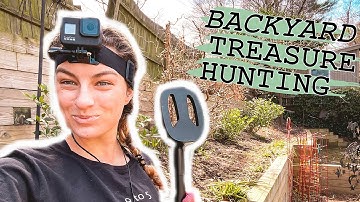 METAL DETECTING MY BACK YARD FOR TREASURE! (interesting finds)