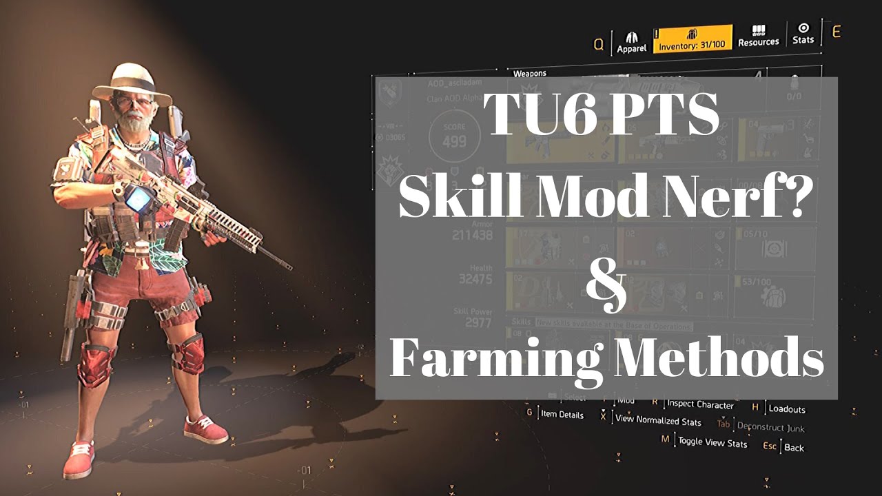 Division 2: PTS TU6 | Where and What to Farm | Possible Skill Mod Nerf ...