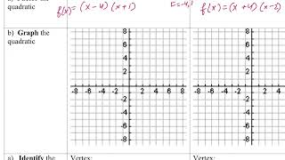 Math 20-1 Lesson 5: Quadratic Functions in Standard and Factored Form