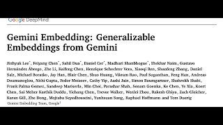 [QA] Gemini Embedding: Generalizable Embeddings from Gemini