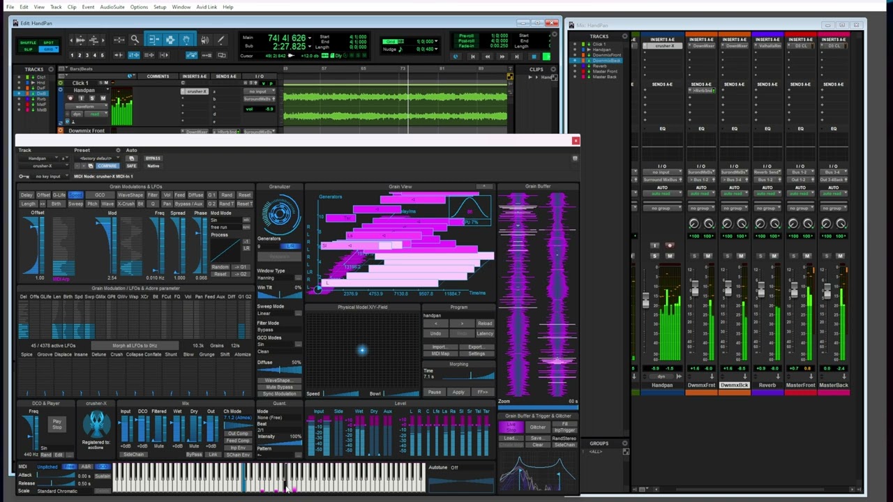 How to create a Atmos 7.2.1 "Handpan" surround installation with crusher-X and Protools?