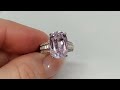 Серебряное кольцо с афганским розовым кунцитом 9.87ct (14.6х10 мм) и белыми топазами, лампы