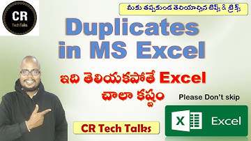 Find Duplicates in MS Excel | తెలుగులో | Quick and Best explanation |