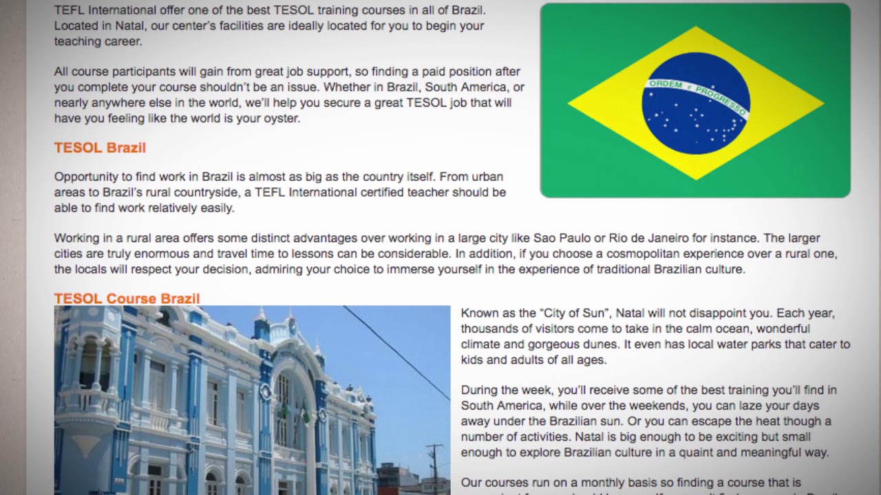 TESOL Course in Brazil | Teach & Live abroad! - YouTube