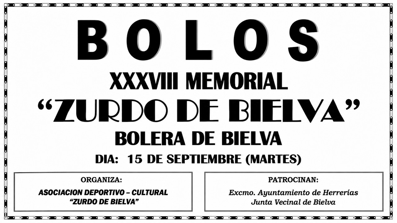 XXXVII Memorial ZURDO DE BIELVA (15/09/2026)