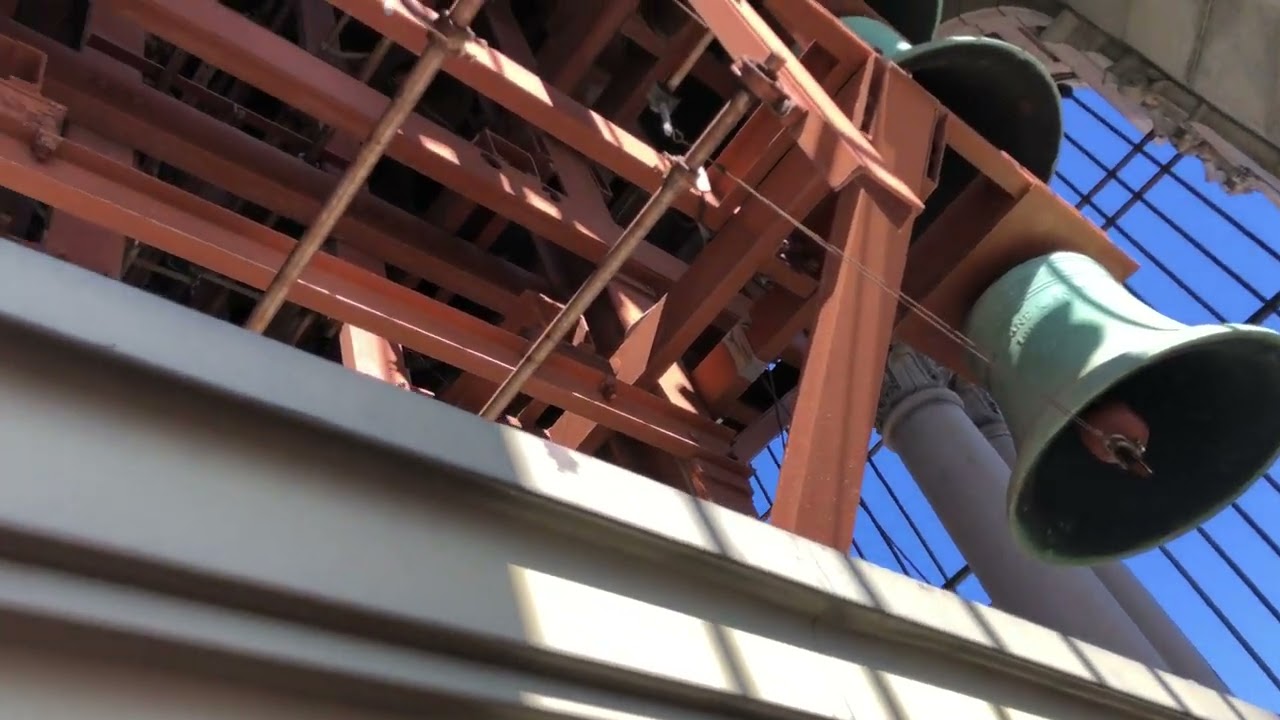The top of Sather Tower “The Campanile” at UC Berkeley - Noon carillon performance/bells ringing