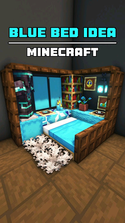 Blue Interior Bed Design 💙 #minecraft