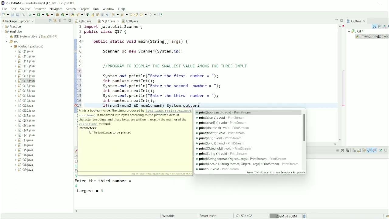 || 17 || Program to find smallest among three numbers in Java | Minimum ...