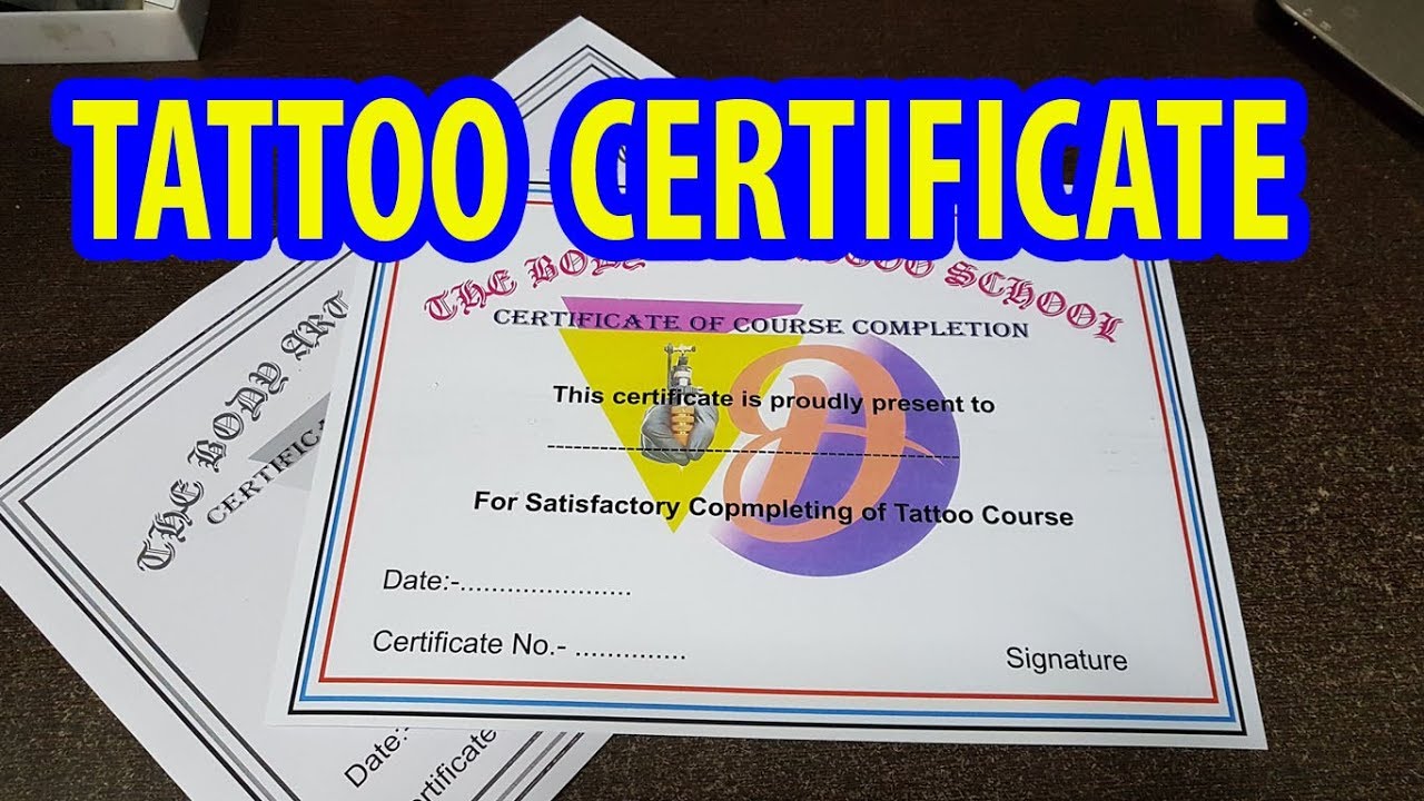 Tattoo Certificate  YouTube