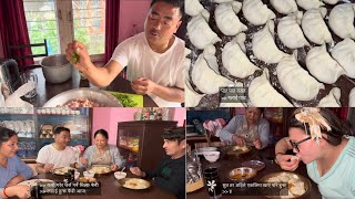 Juicy Pork Momo,सबै परिवारसंग बसेर मजाले रमाईलो गर्दै।पापा आमा ठुल दिदी लखने भाउजु साथमा काईला काईली