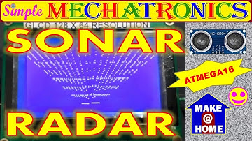 How to make Radar | SONAR RADAR using Ultrasonic sensor Stepper Motor GLCD display AVR ATMEGA16