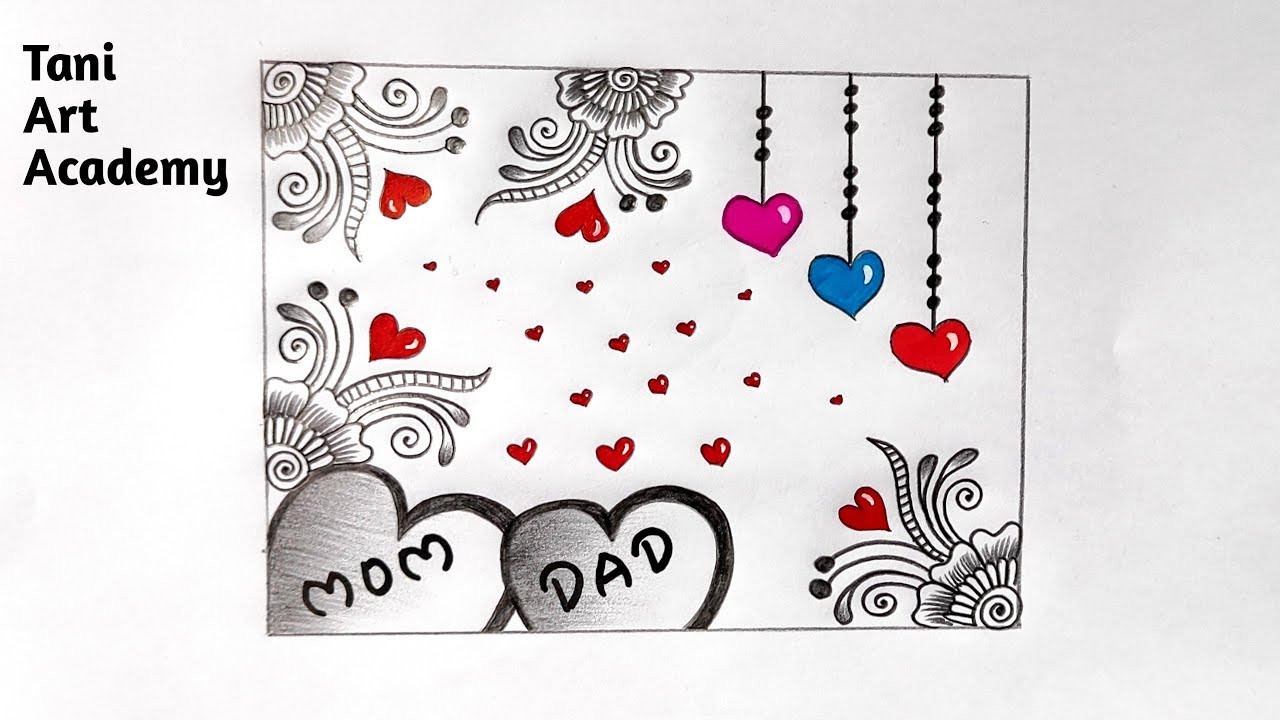 How to draw Mom Dad Love Art// Mom Dad drawing // love drawing - YouTube