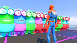 GTA 5 Epic Spiderman Ragdolls and Super Heroes Minions Jumps/fails #18 screenshot 3