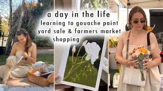 SPEND THE DAY WITH ME *learning to gouache paint, shopping yard sales, estate sales & farmers market