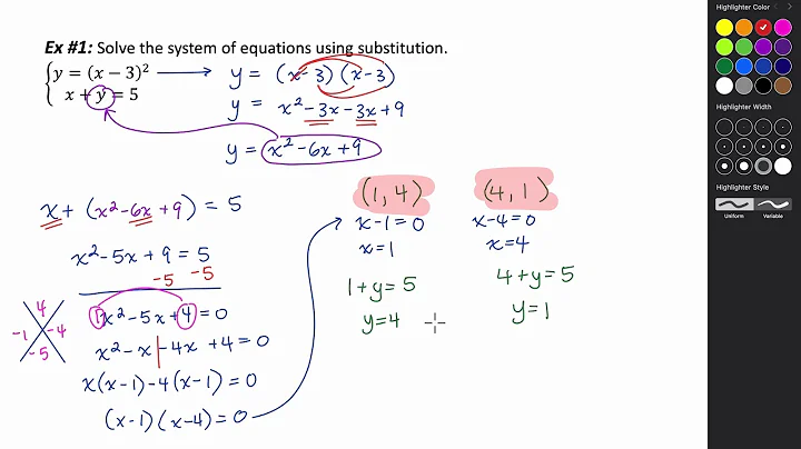 Solving Linear Quadratic Systems Using Substitution
