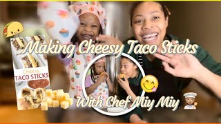 Making Cheesy Taco Sticks With Chef Miy Miy! 👩🏽‍🍳