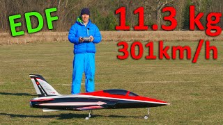 EDF Odyssey 11,3kg JETFAN-120 PRO 301km/h 7kW 16s 130A Li-Ion 8Ah TOPRC Model Jet Sound, very fast!