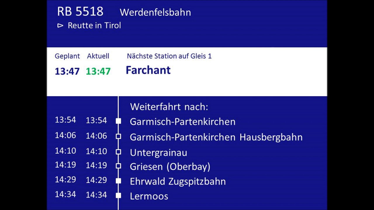 [DB Regio Bayern] Ansagen Werdenfelsbahn/Außerfernbahn München Hbf - Garmisch-P. - Reutte in Tirol