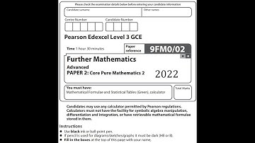 Core Pure 2 2022 Pearson Edexcel A level further maths