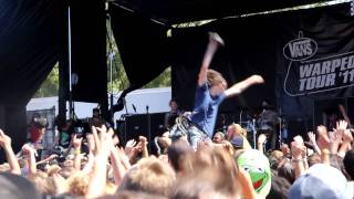 Dude Crowd Surfing on Wheel Chair for Asking Alexandria at San Diego Warped Tour 2011