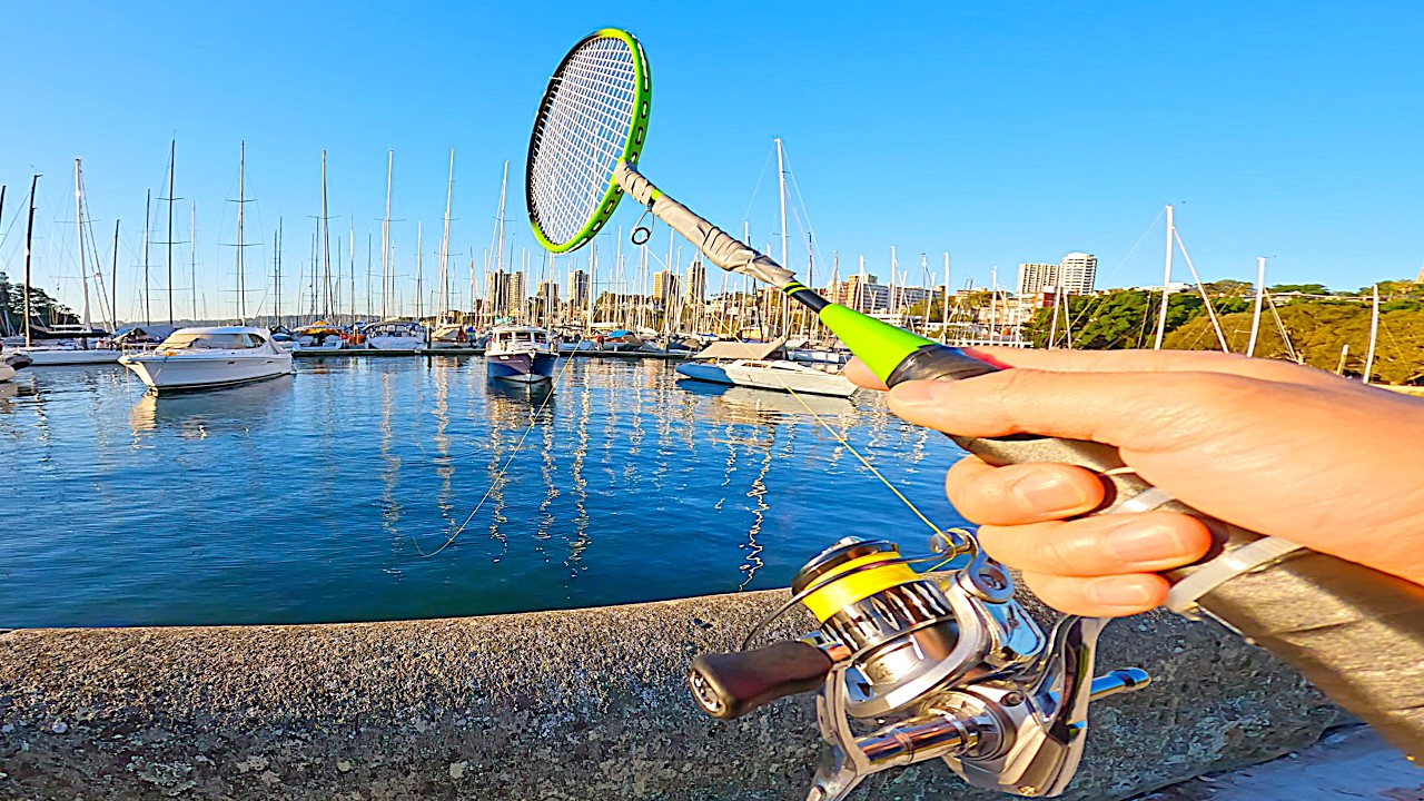 Little Fish Racket I made a Tennis Racket Fishing ROD! (Monster Fish caught New PB!) - YouTube