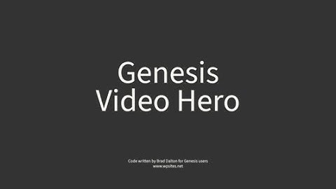 Video Hero in Genesis Themes