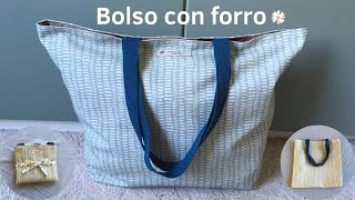 Bolso con forro / Tote Bag con forro /SIN PATRON ( Costura para principiantes / Tote Bag nähen