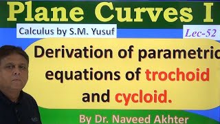 Derivation of parametric equations of trochoid and cycloid. Plane Curves I, Yusuf, Ch # 6, Lec-52